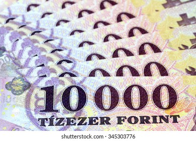 10000 Forint Banknotes Isolated On White