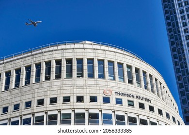 10-07-2015, detail of the Thomson Reuters building in Canary Wharf, London, UK