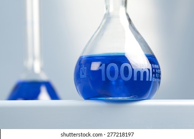 100ml Volumetric Flask With Blue Liquid