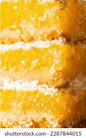 100mm Macro Lemon Bars , multi-layers, with powered sugar

