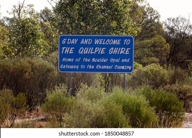 10/19/2020 Quilpie Queensland Australia, Welcome Sign To The Quilpie Shire.