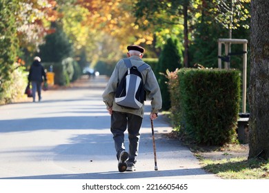 10.20.2022 Wroclaw, Poland, Older People Are Walking Down The Autumn Alley In The Cemetery.