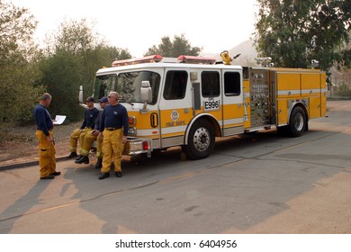 10-25-2007 Santiago Canyon Wild Fires Staging Area With Fire Trucks, Police, And Everyone Involved Series