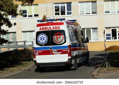 10.29.2021 Wroclaw, Poland, An Emergency Medical Ambulance Goes To Help A Patient Suffering From Covid19.