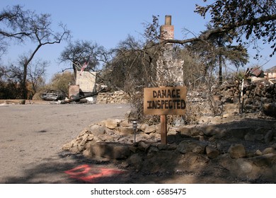 10-31-2007 Santiago Canyon Wild Fires Series. A Home Burned To The Ground.