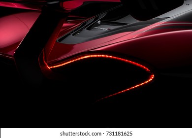10/7/17 - Philadelphia,PA - Celebrating 20 years since victory in the 95 24 Hours of Le Mans, McLaren resurrected the GTR name by launching a track-only version  P1 GTR. Closeup rear quarter lights