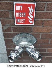 10th December 2021, Dublin, Ireland. A Standpipe Dry Riser Inlet for firefighters to attach to a pressurised water source in Dublin city centre. 