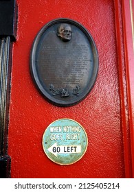 10th December 2021, Dublin, Ireland. The Temple Bar Pub In Dublin City Centre With A James Joyce Pub Award Plaque On Its Outside Red Wall. 