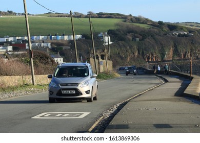 10th January 2020- A Ford Grand C-Max Titanium Tdci 115 Multi Purpose Vehicle Being Driven Along The Coast Road At Amroth, Pembrokeshire, Wales, UK.