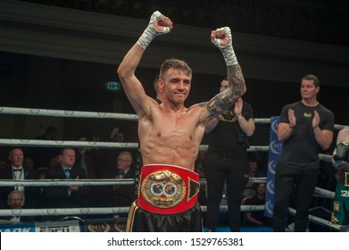 11 October, 2019 - Ulster Hall, Belfast, UK -  New IBF Inter-Continental Flyweight Champion Jay Harris And Team