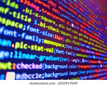 1100101 blau. Assembly programming language code. Pixelated data stream on digital interface with binary code, encryption concept, and glowing dots. White lines of code over purple background.