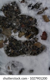 1/15/2018-Provo,UT/USA-Footprints In The Snow Along A Alpine Trail Of Rock Canyon/Provo, Utah