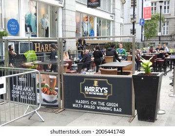 11th June 2021 Dublin Ireland. Outdoor Dining And Drinking Area In Dublin City Centre During Covid 19 Lockdown Restrictions When Indoor Drinking And Dining Were Forbidden.  