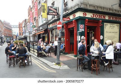 11th June 2021 Dublin Ireland. Outdoor Dining And Drinking Area In Dublin City Centre During Covid 19 Lockdown Restrictions When Indoor Drinking And Dining Were Forbidden.  