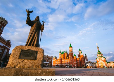 12 Apostles Clock And Monument To Holy Patriarch Alexy II In The City Center, Yoshkar-Ola City, Mari El Republic, Russia. May 2019