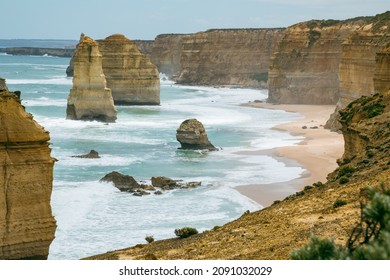 The 12 Apostles Scenic Tourist Destination Along The Great Ocean Road On The South Coast Of Victoria. Australian Road Trip.