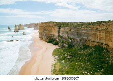 The 12 Apostles Scenic Tourist Destination Along The Great Ocean Road On The South Coast Of Victoria. Australian Road Trip.