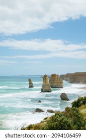 The 12 Apostles Scenic Tourist Destination Along The Great Ocean Road On The South Coast Of Victoria. Australian Road Trip.