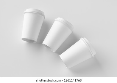 12 Oz. White Coffee Paper Cup Mockup With Lid.