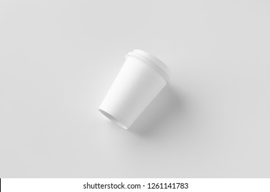 12 Oz. White Coffee Paper Cup Mockup With Lid.