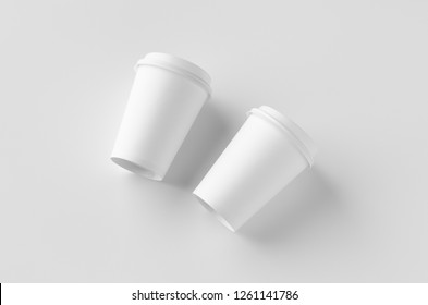 12 Oz. White Coffee Paper Cup Mockup With Lid.