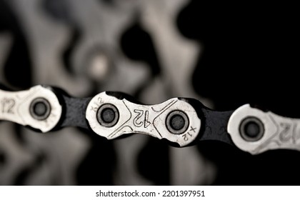 12 Speed Bike Chain Link Close Up