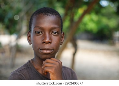 12.09.2022 Dominican Republic Macao. Portrait Of An African American Boy. Slums.