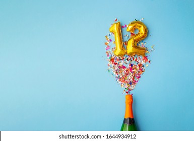 12th Anniversary Champagne Bottle Balloon Pop