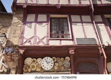 13 July 2011: Vannes, Brittany, France - The Half Timbered Building Is Home To A Clockmaker In Vannes, Brittany, France.