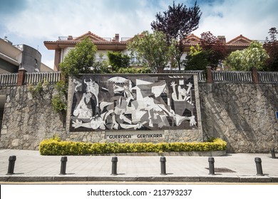 13 JUNE 2014 - GUERNICA, Spain. Copy Of The Painting Called 'Guernica' Of The Famous Spanish Painter Pablo Picasso In The Guernica City.