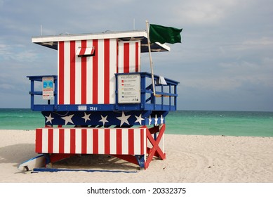 13 Th Street Life Guard Station At Miami Beach, Florida