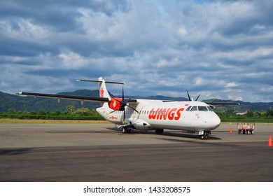 14 / 6 /2019 , Wing Airline And Airplane With Cloud Background At Komodo Island Airport , Indonesia.    