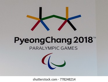 14 December 2017 Moscow, Russia Symbols XII Winter Paralympic Games In Pyeongchang, Republic Of Korea