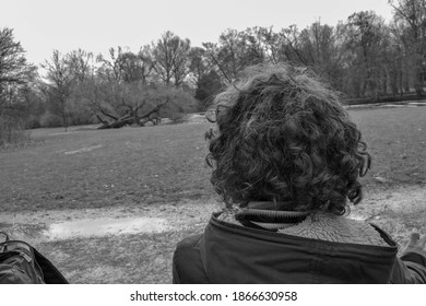 14.02.2012. Amsterdam. Netherland. A Alone Man Back Side. Black And White Photo. 