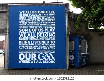 14th August 2020, Dublin, Ireland. GAA Notice At The Entrance To Croke Park Stadium In Drumcondra, Home Of Gaelic Athletic Association's Gaelic Football And Hurling.