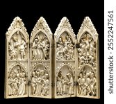 14th Century Folding Ivory Shrine with Scenes from Christ