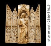 14th Century French Gothic Ivory Folding Shrine with Virgin and Child