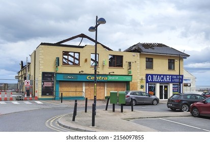 14th May 2022, Bettystown, Co Meath, Ireland. The Local Bettystown Pat's Centra Store, Post Office And Macari's Takeaway, Gutted From Fire Damage. 