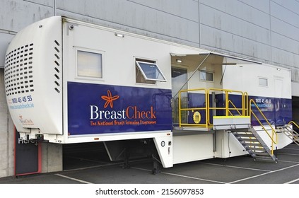 14th May 2022, Drogheda, County Louth, Ireland. Mobile Brest Cancer Check Vehicle For The The National Breast Screening Programme, Parked In The Car Park Of Southgate Shopping Centre. 