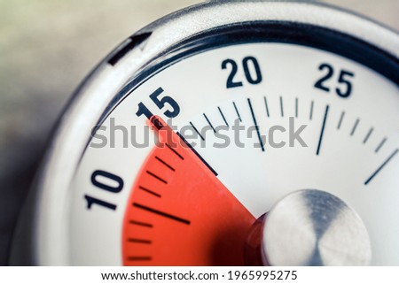 15 Minutes - Macro Of An Analog Timer On A Wooden Floor