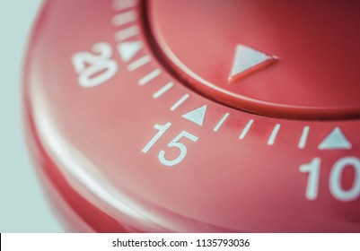 15 Minutes - Macro Of A Flat Red Kitchen Egg Timer