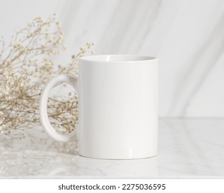  15 oz white ceramic coffee mug mockup, Empty mug mock up for design promotion.
