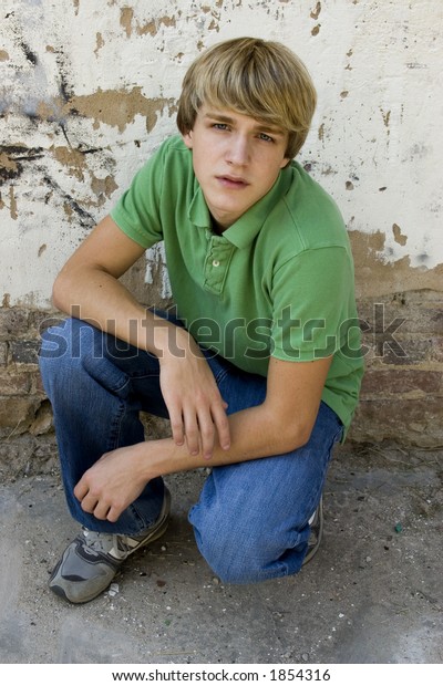 15 Year Old Boy Outside Against Stock Photo Edit Now 1854316