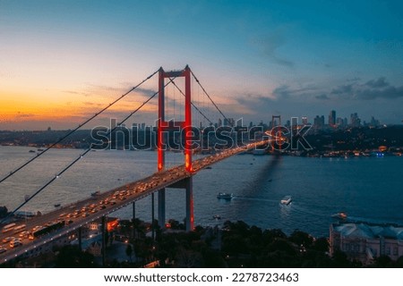 15th July Martyrs Bridge (15 Temmuz Sehitler Koprusu). Istanbul Bosphorus Bridge at night. Istanbul, Turkey.

