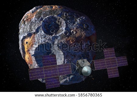 16 Psyche the large metallic asteroid ideal for space mining. This image elements furnished by NASA.