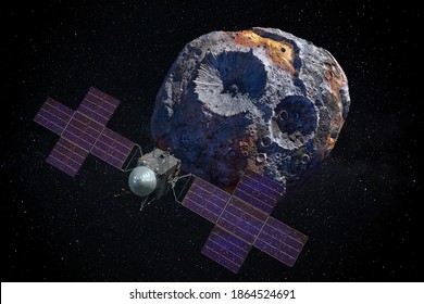 16 Psyche Metallic Asteroid For Space Mining. This Image Elements Furnished By NASA.