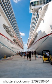 16/04/2011 - Caribbean Islands - Huge Cruise Liners In The Port With Blue Water Waiting For The Passengers To Come Aboard