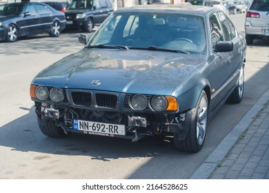 16.05.2022. Batumi, Georgia. a car without a bumper in the street, Georgian license plate, Georgia, Europe. High quality photo