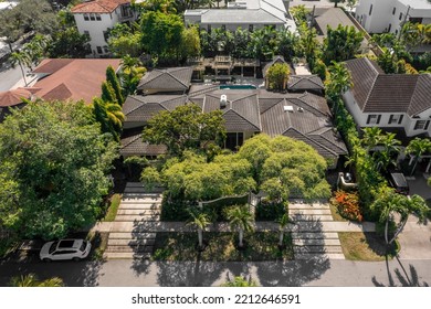 1640 NE Fifth St Fort Lauderdale
January 14, 2022, Miami, USA

Aerial Drone Shot Of An Elegant Neighborhood Of Mansions And Luxury Houses With Tropical Vegetation, Swimming Pools, Tiled Roofs