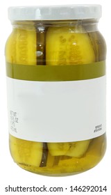 16oz New Unopened Glass Jar Of Pickle Spears With Blank Label And Clipping Path